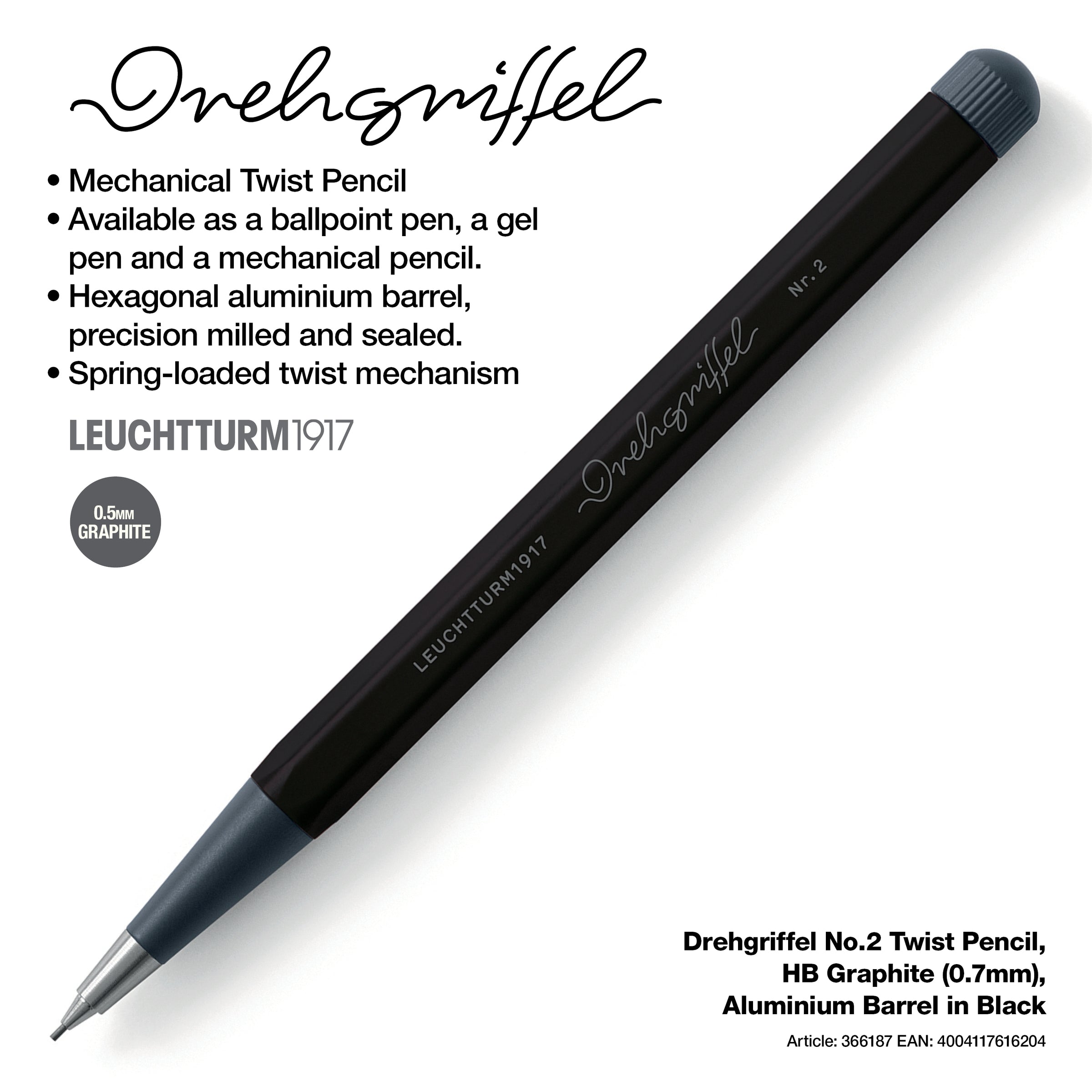 LEUCHTTURM1917 Drehgriffel No.2 Twist Pencil, HB Graphite (0.7mm