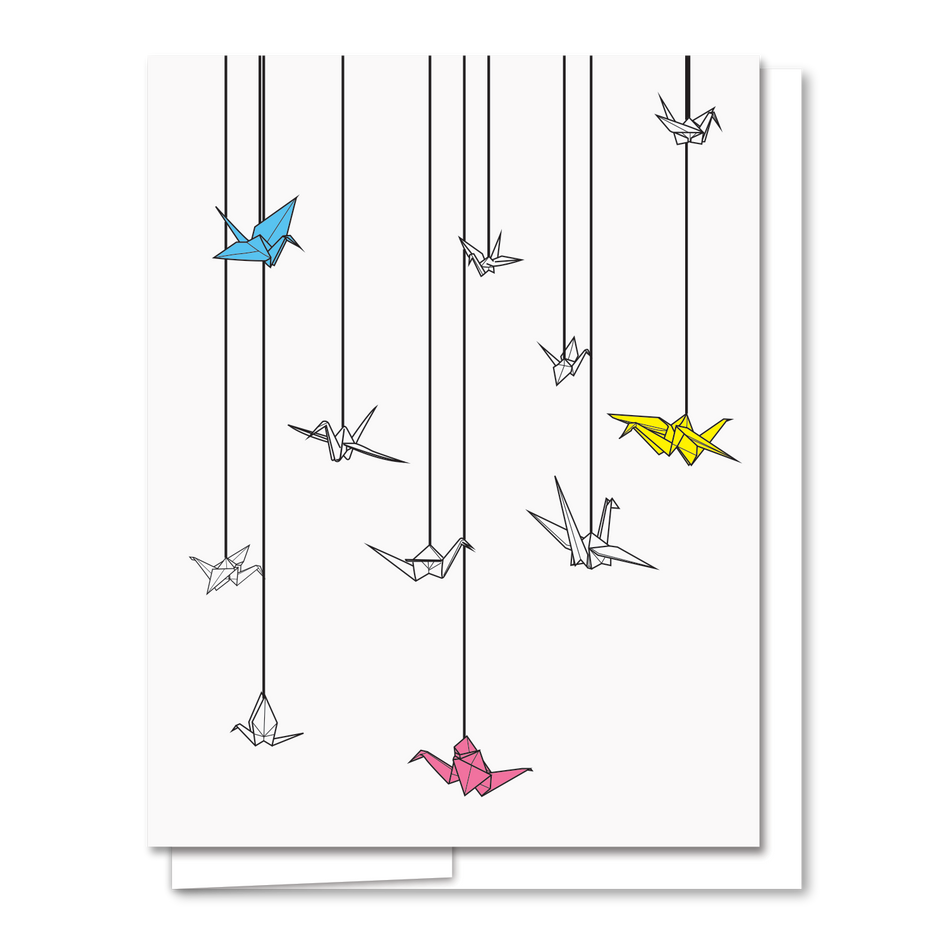 Quick Brown Fox Letterpress Paper Cranes Card