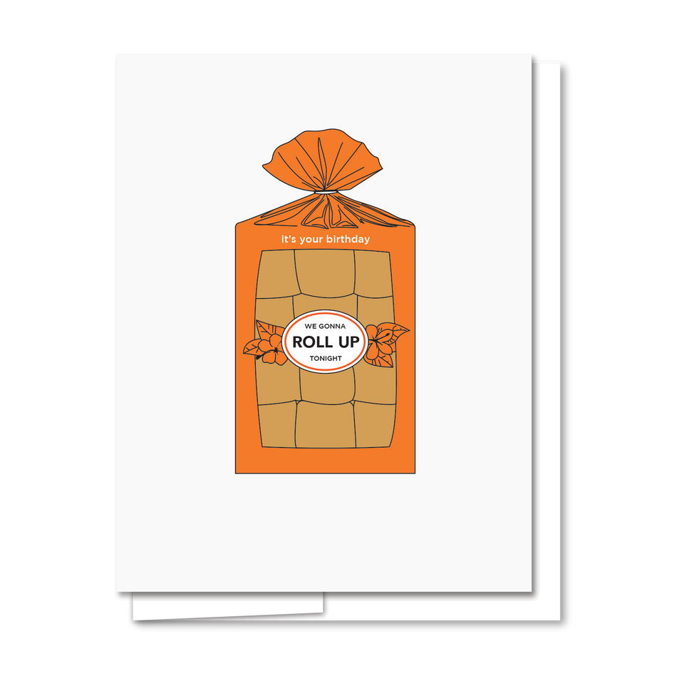 Quick Brown Fox Letterpress Roll Up Hawaiian Bread Birthday Card