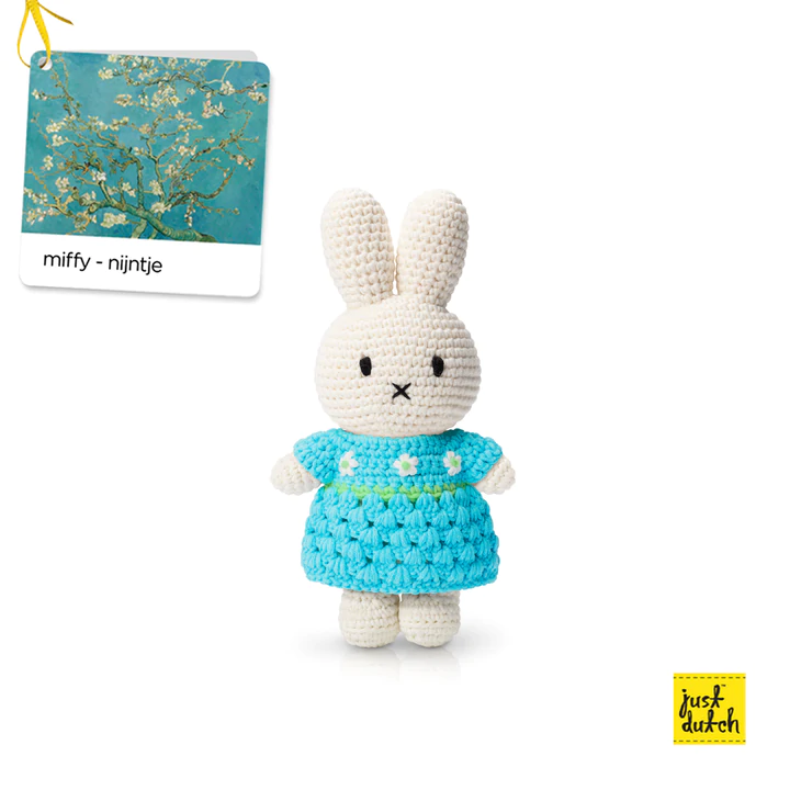 Just Dutch Hand Crocheted Toys - Miffy with Van Gogh inspired Almond Blossom Dress