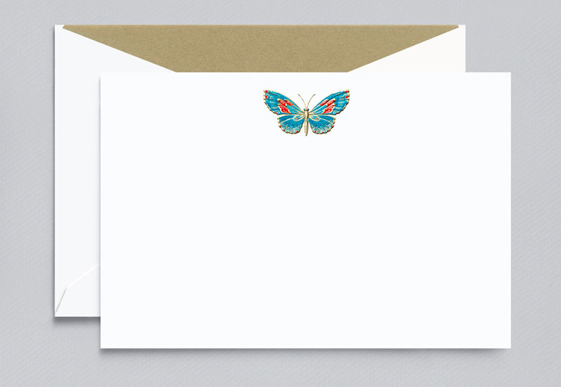 Crane Hand Engraved Butterfly Card and Envelope Stationery