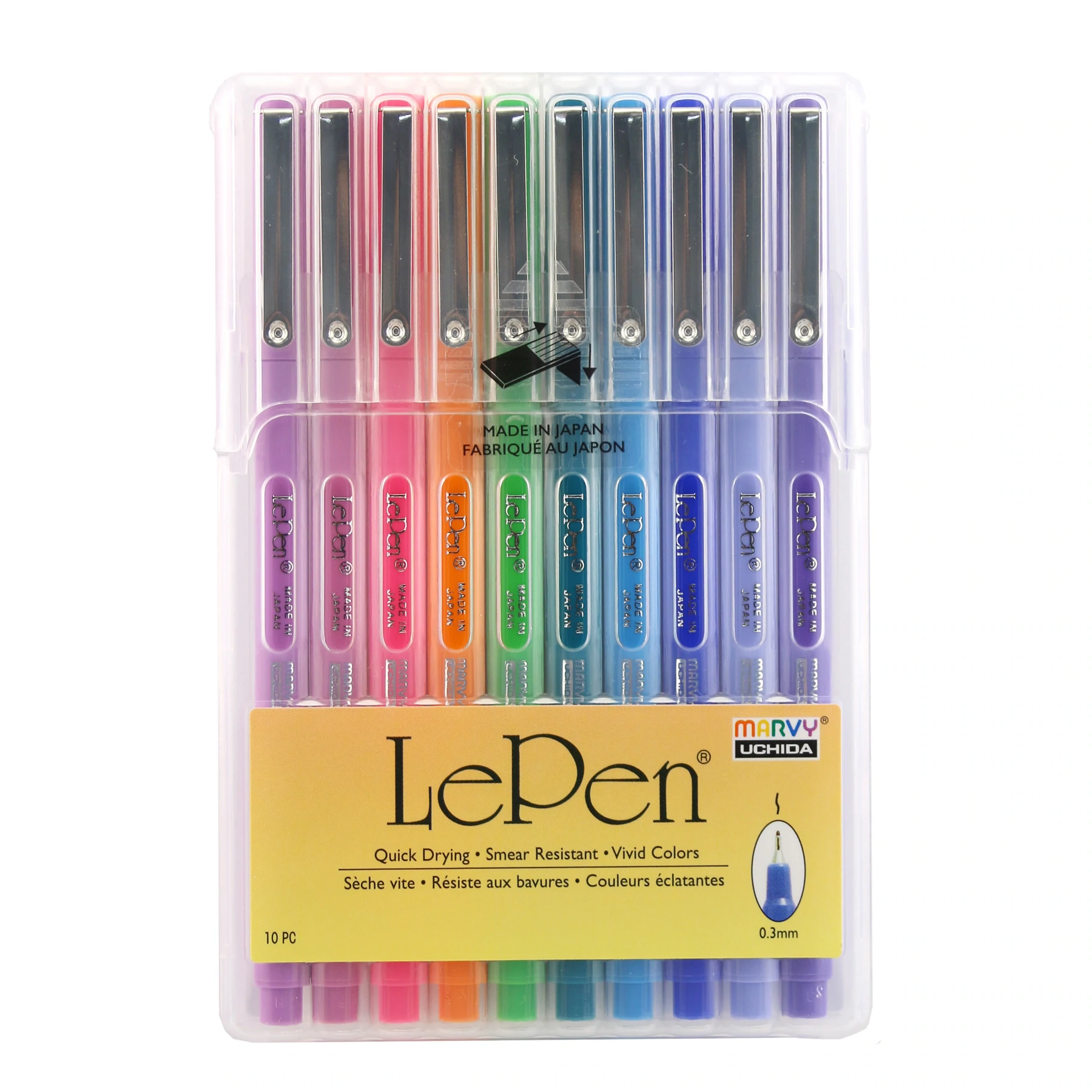 LePen, Markers, Bright Assorted Colors, Fine Tip, 10 Pack