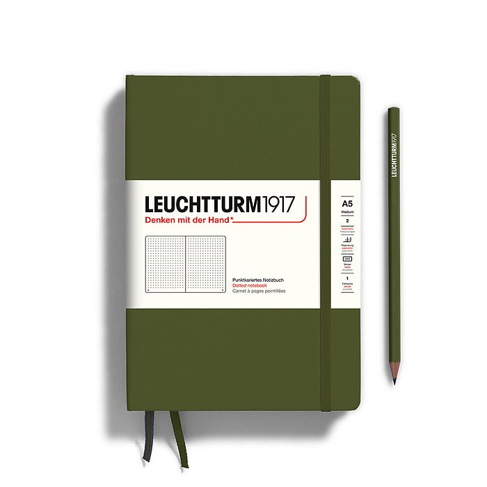 Leuchtturm1917 Hardcover Notebook Medium A5 Dotted  - Army Green