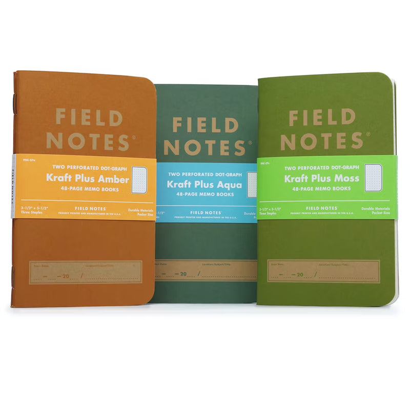 Field Notes Stapled Dot Grid Notebooks Kraft Plus Edition - Moss (2 Pack)