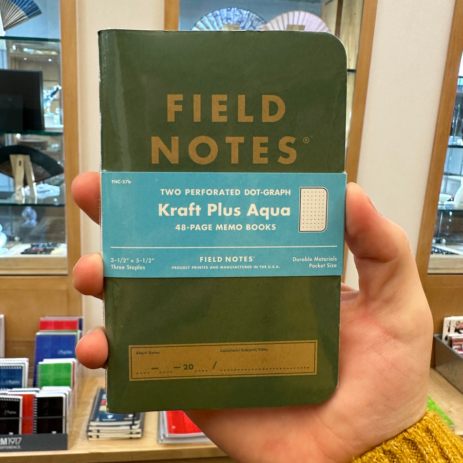 Field Notes Stapled Dot Grid Notebooks Kraft Plus Edition - Aqua (2 Pack)