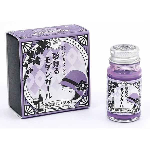 Teranishi Guitar Pigment Ink for Dip Pens - Taisho Roman Haikara Yumemiru Modern Girl, Budoshu Pastel