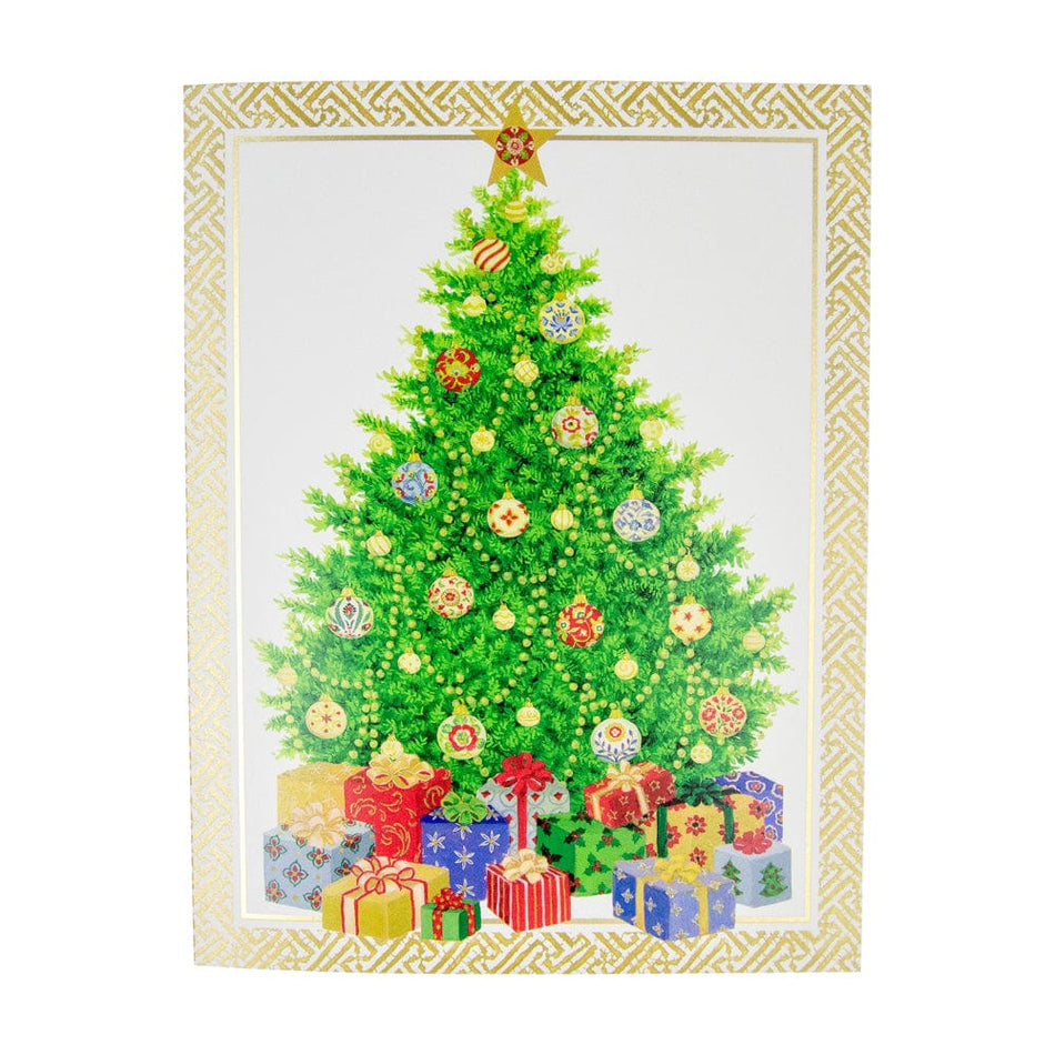 Caspari Christmas Tree with Ceramic Ornaments Large Boxed Christmas Cards