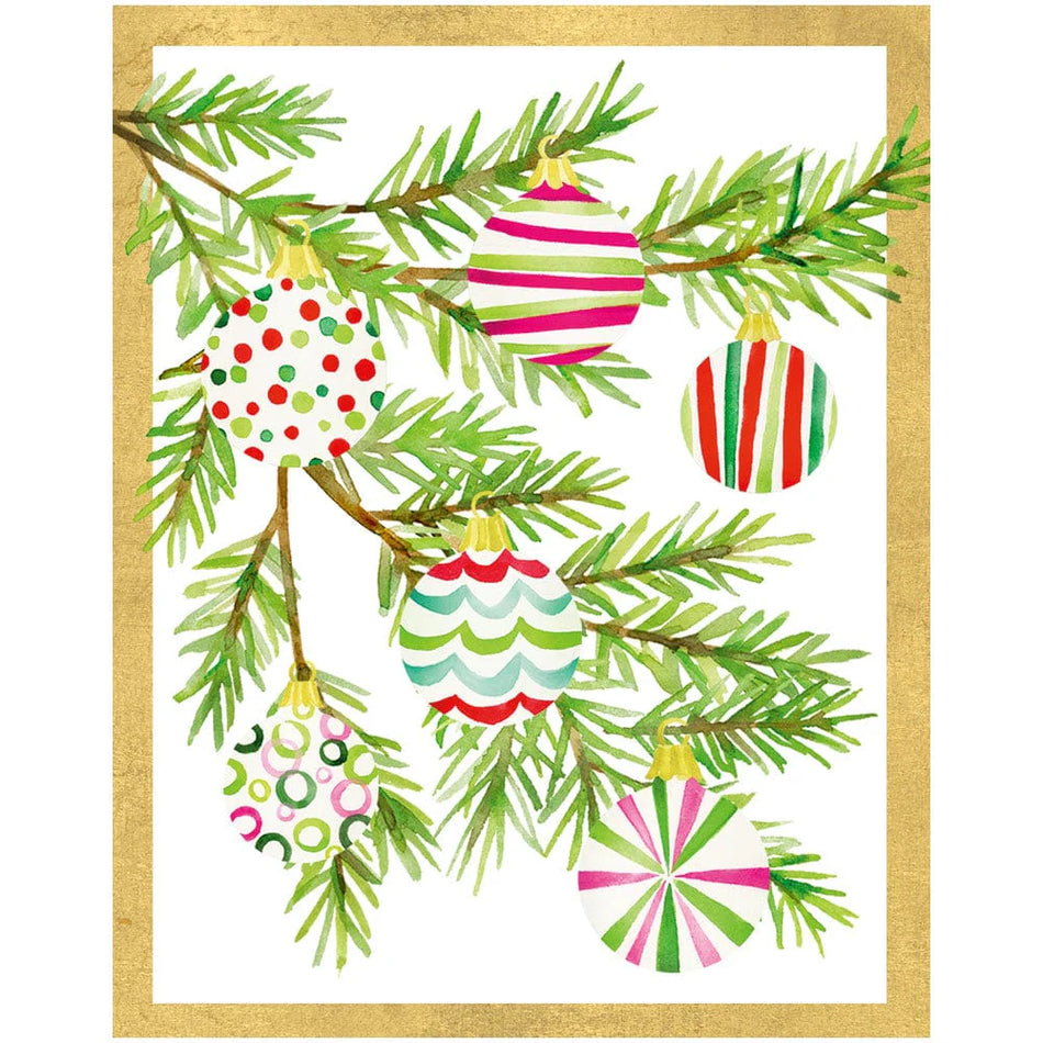 Caspari Modern Painted Ornaments Petite Boxed Christmas Cards