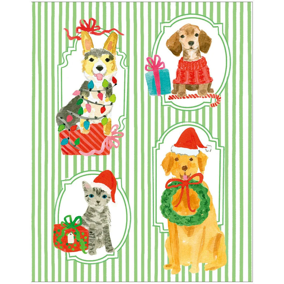 Caspari Presenting Pets Petite Boxed Christmas Cards