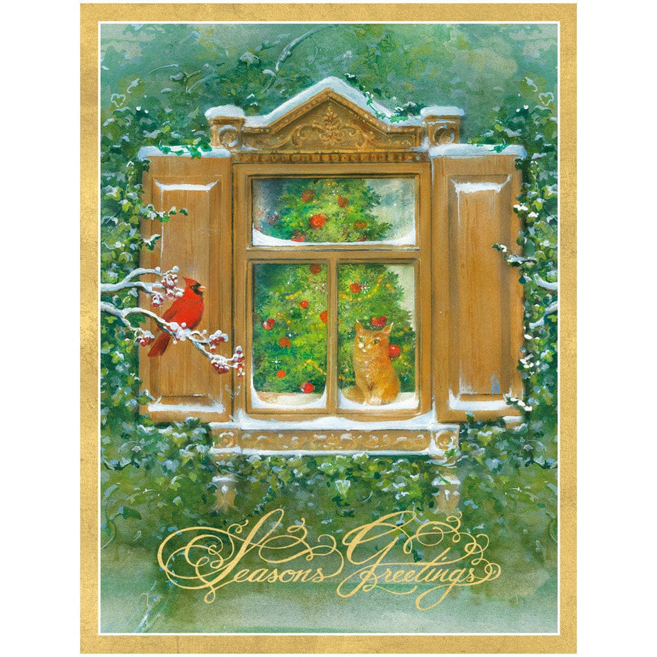 Caspari Wintry Window View Classic Boxed Christmas Cards