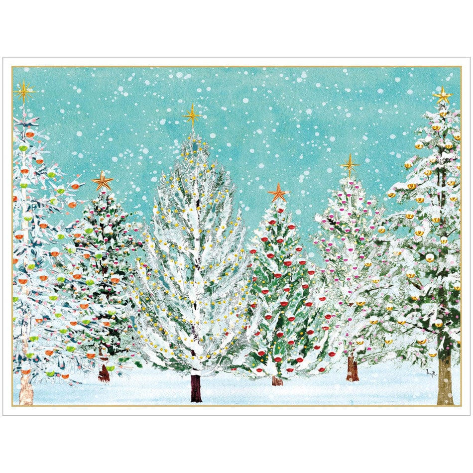Caspari Snow Covered Trees Classic Boxed Christmas Cards