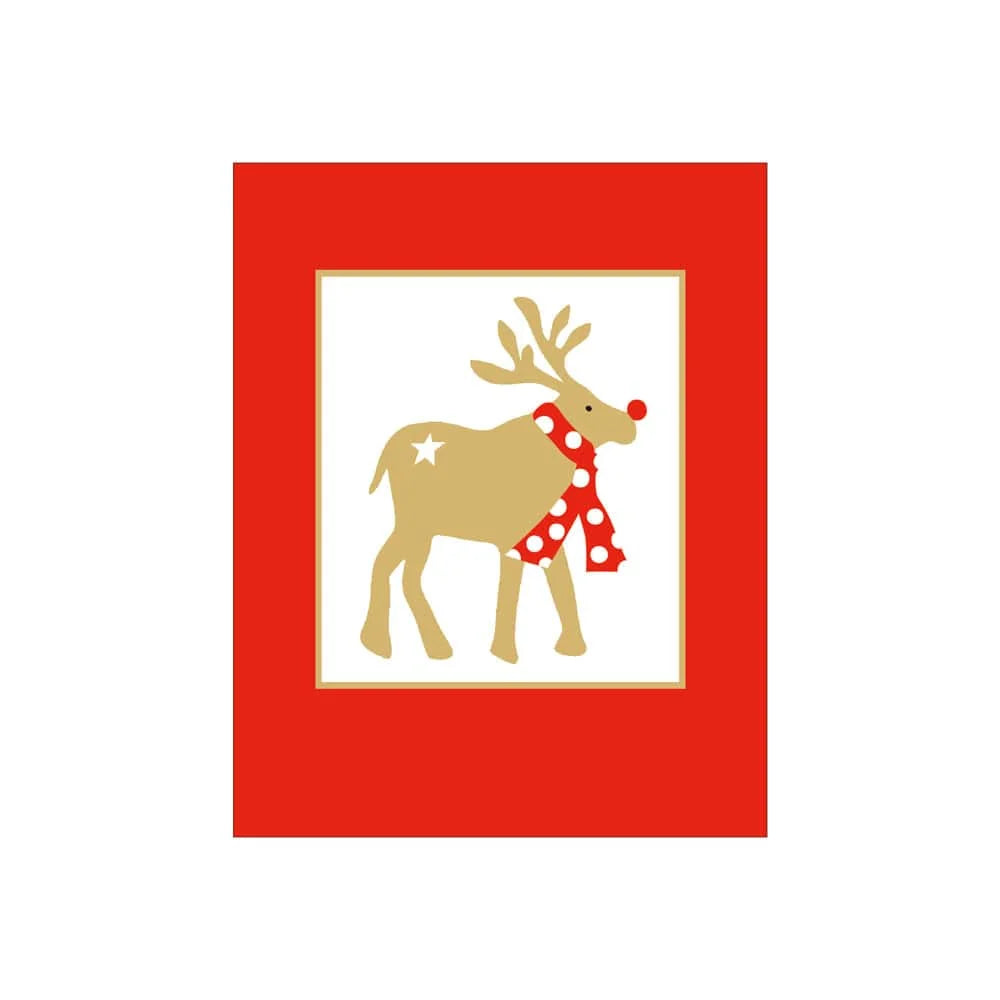 Caspari Reindeer In Scarf Petite Boxed Christmas Cards