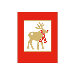 Caspari Reindeer In Scarf Petite Boxed Christmas Cards