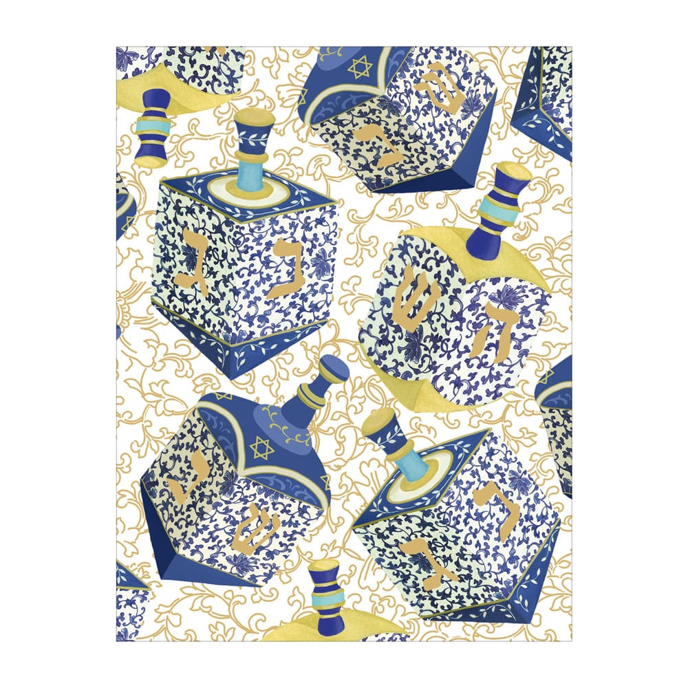 Caspari Patterned Dreidels Foil Classic Holiday Boxed Cards