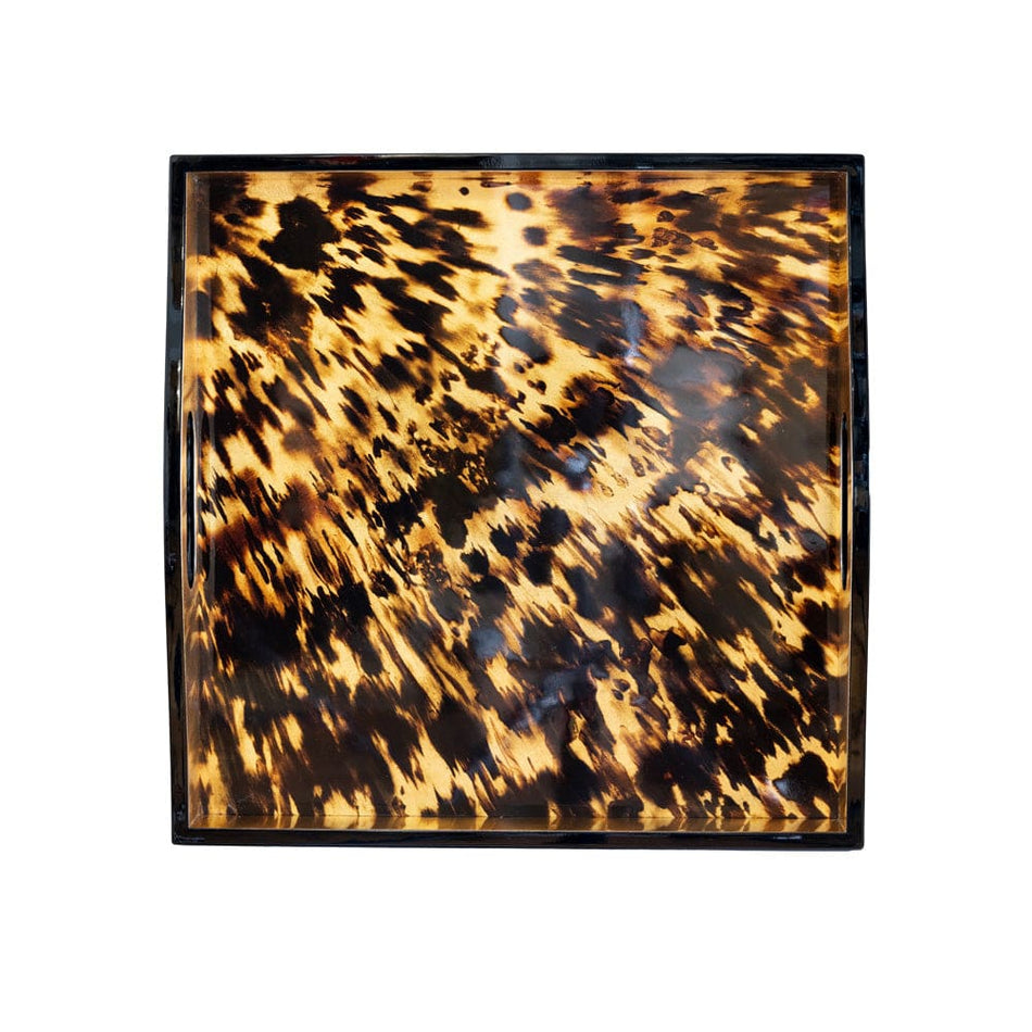 Caspari Tortoiseshell Lacquer Square Tray-14X14