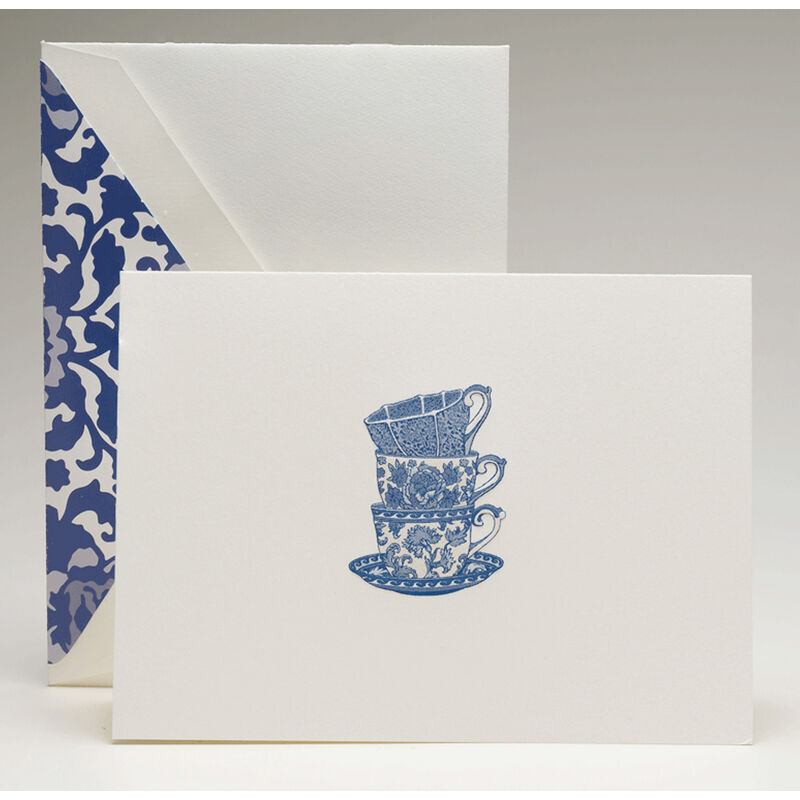 Crane Engraved Tea Cups Notes