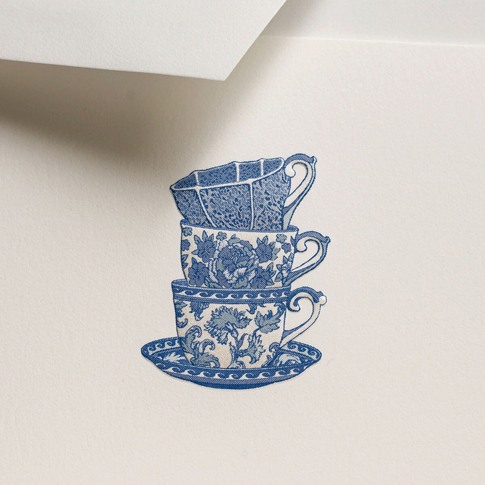 Crane Engraved Tea Cups Notes