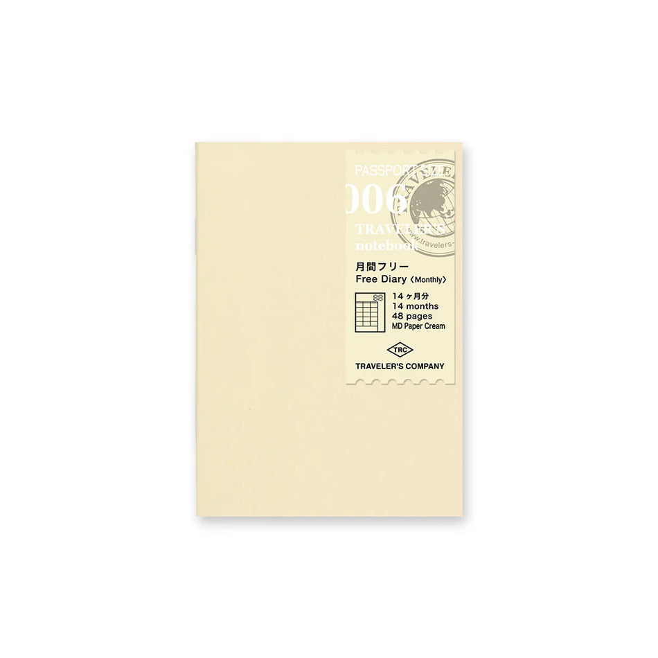 TRAVELER'S Notebook Passport Size Refill - 006 Diary Monthly