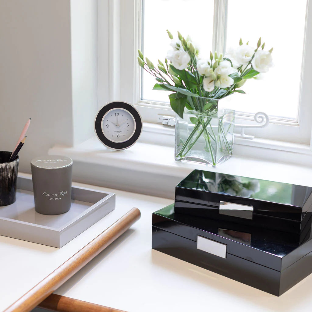 Addison Ross - Black Lacquer Jewelry Box With Silver
