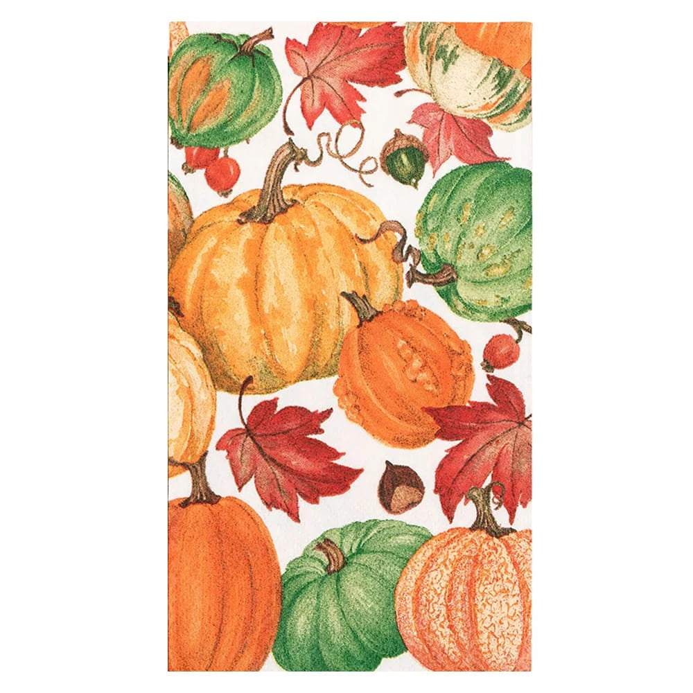 Caspari Pumpkin Field White Guest Towel