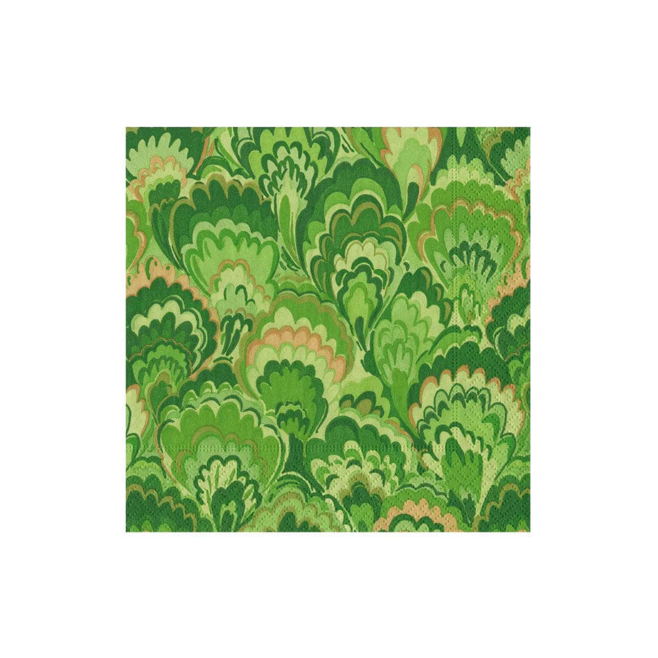 Caspari Marbled Ceramica Green Cocktail Napkins