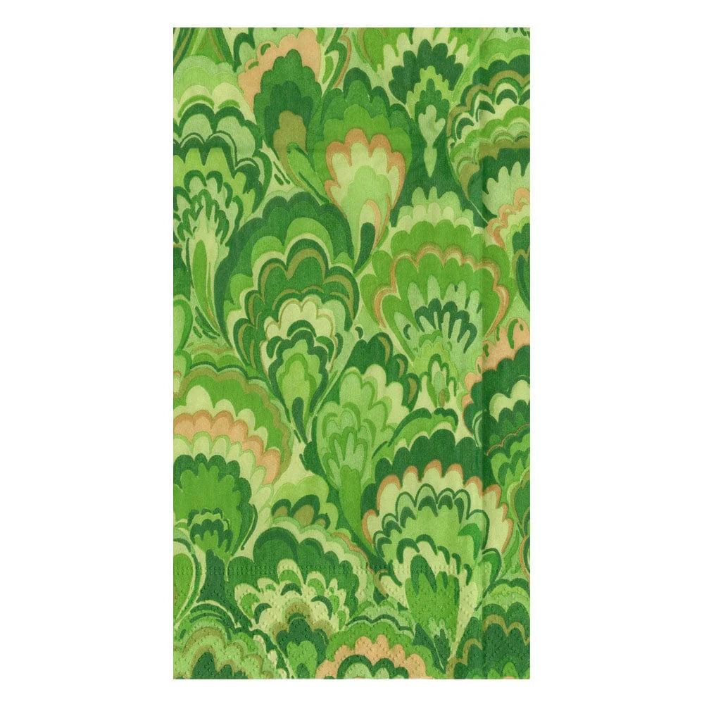 Caspari Marbled Ceramica Green Guest Towels