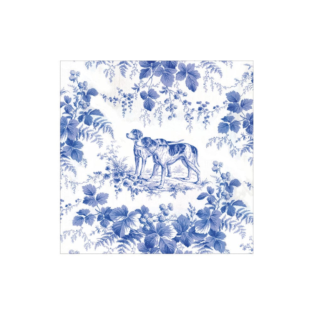 Caspari Hunting Toile Blue Cocktail Napkins