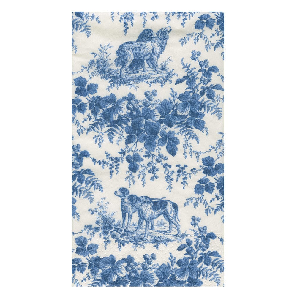 Caspari Hunting Toile Blue Guest Towels