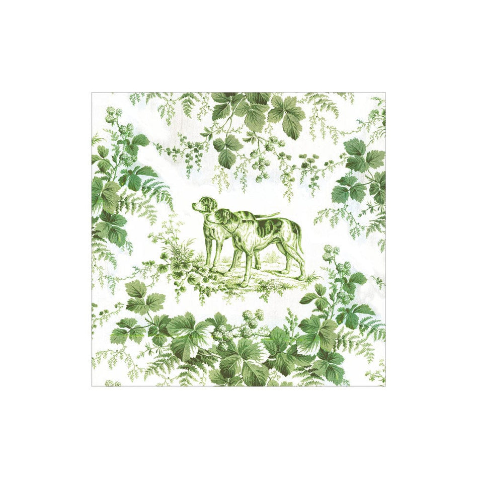 Caspari Hunting Toile Evergreen Cocktail Napkins