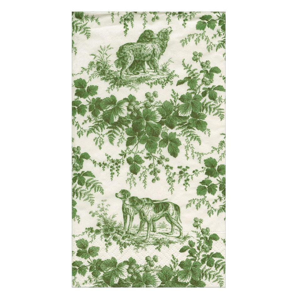 Caspari Hunting Toile Evergreen Guest Towels