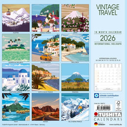 2026 16 Month Wall Calendar - Vintage Travel