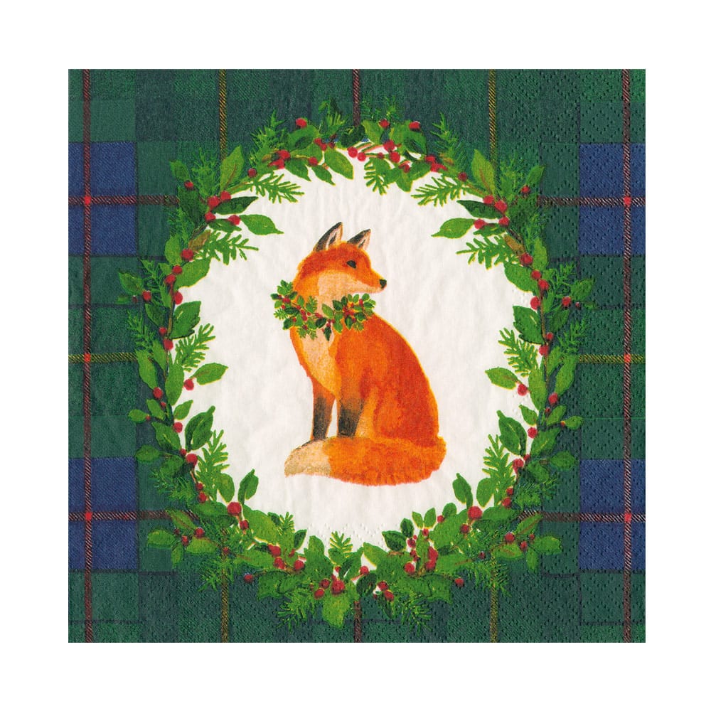 Caspari Tartan Fox Blue/Green Napkin Luncheon