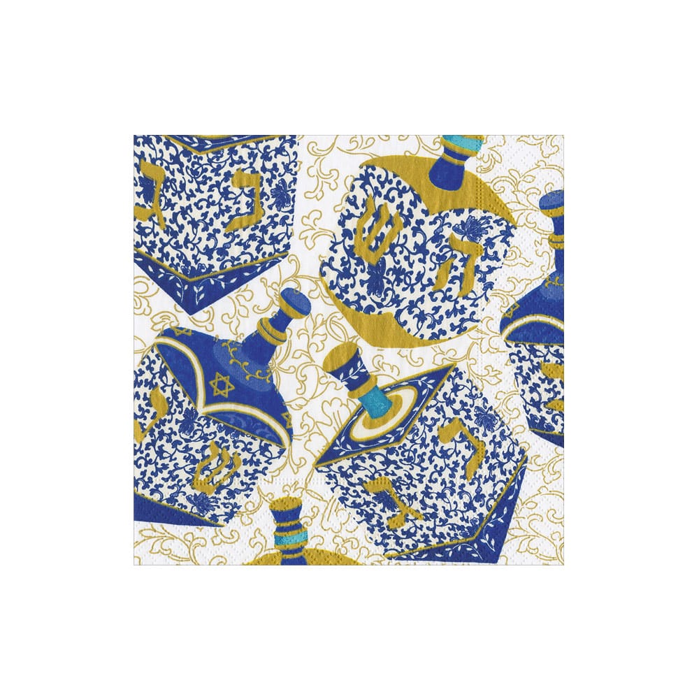 Caspari Patterned Dreidels Cocktail Napkin