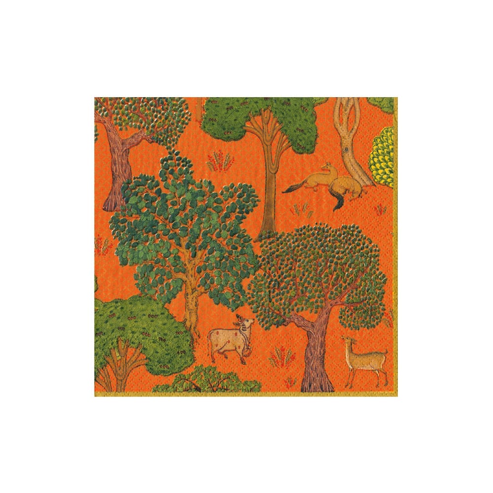 Caspari Arcadian Forest Orange Cocktail Napkin