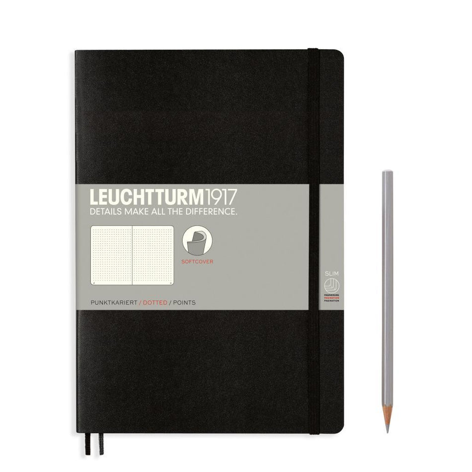 LEUCHTTURM1917 Notebook Composition (B5) dotted, softcover, 121 numbered pages - Black
