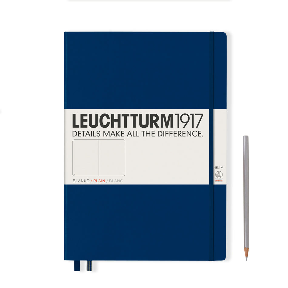 LEUCHTTURM1917 Notebook Master Slim (A4+) Hardcover, 121 numbered pages, plain - Navy Blue