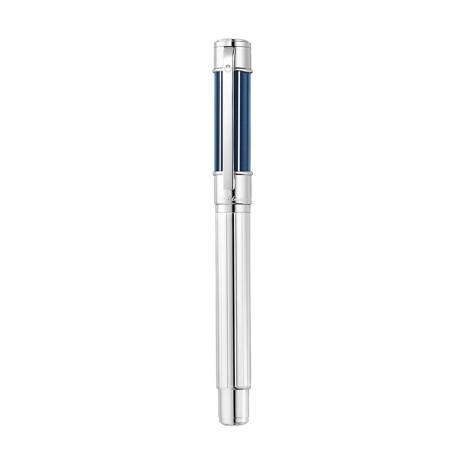 Waldmann Commander 23 (18K Gold Nib) - Sterling Silver with Blue Lacquer Cap