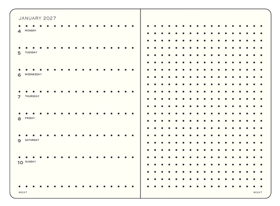 LEUCHTTURM1917 2027 A5 Weekly Planner & Notebook Dotted - Black