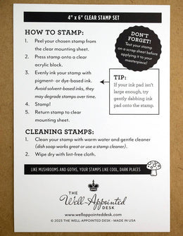 "Nibs & Ink" - 4"x6" Clear Stamp Set (16 stamp designs)