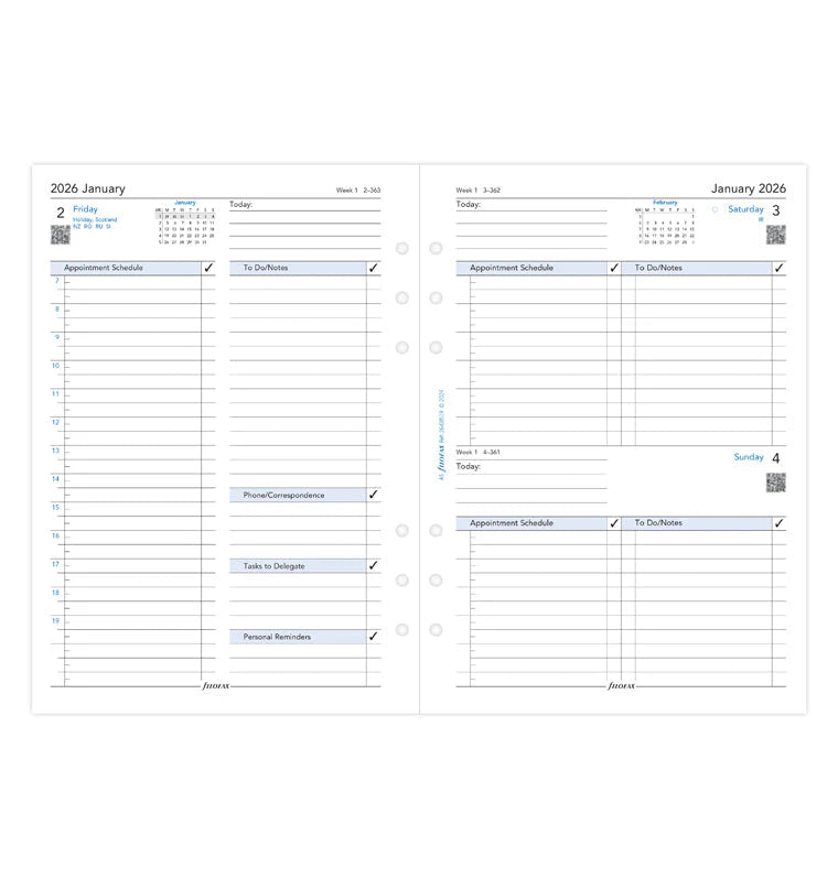 Filofax 2026 A5 One Day on a Page Business Diary Refill