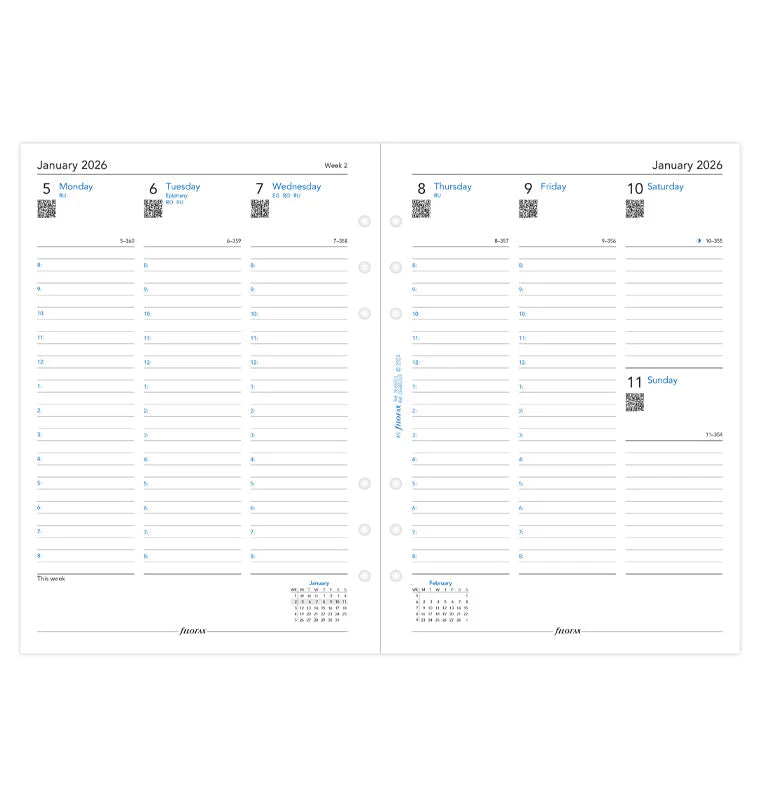 Filofax 2026 A5 Week on Two Pages with Appointments Refill