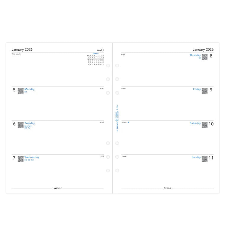 Filofax 2026 A5 Week on Two Pages Refill
