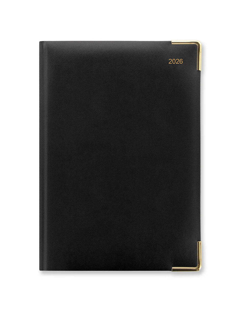 Letts 2026 Classic A5 Weekly Gold Corners 6X8 Black