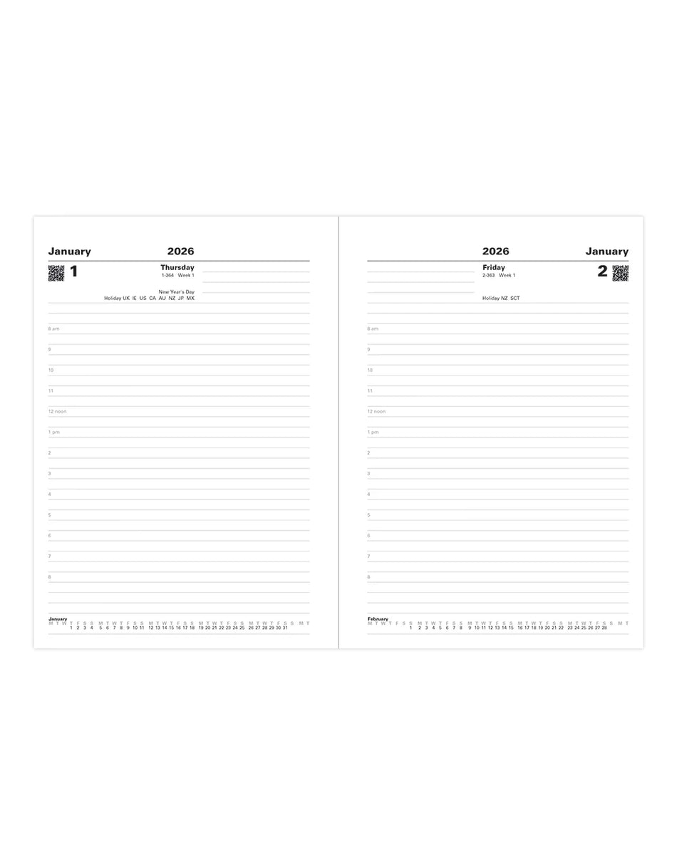 Letts 2026 Standard A5 Daily 6X8 Black