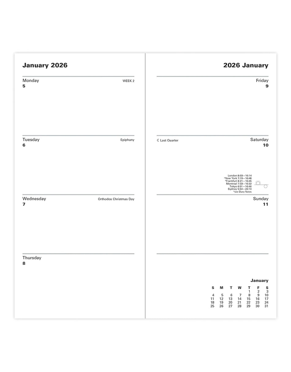 LETTS 2026 Classic Weekly Gold Corners 3x6 - Black