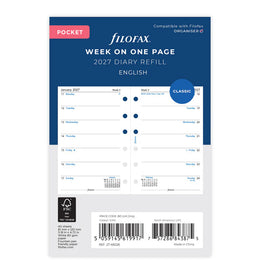 Filofax 2027 Pocket Week on One Page Refill