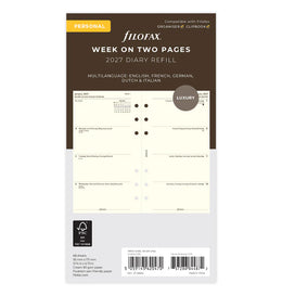 Filofax 2027 Personal Week On Two Pages Diary (Cream)