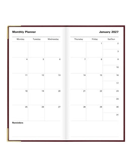 LETTS 2027 Classic Weekly Gold Corners 3x6 - Burgundy