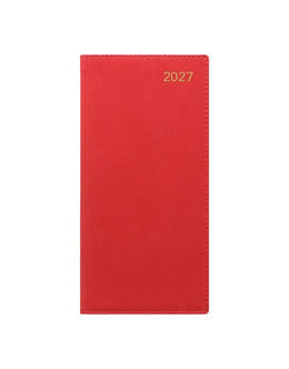 LETTS 2027 Belgravia Slim Week to View Leather Diary with Planners - English (Red)