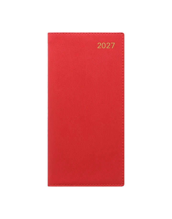 LETTS 2027 Belgravia Slim Week to View Leather Diary with Planners - English (Red)